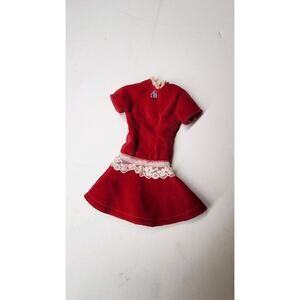 Barbie Vintage 1980S My First Barbie Red Dress Velvet White Lace Doll Clothes